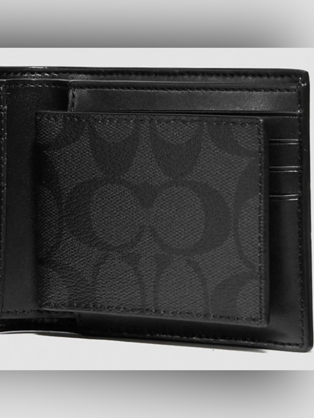 Coach Men’s Black Wallet with Blue and Cream Stripe Detail - Picture 4 of 4